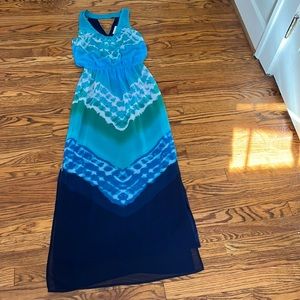 Banana Republic Blue and Green Dyed Maxi Dress